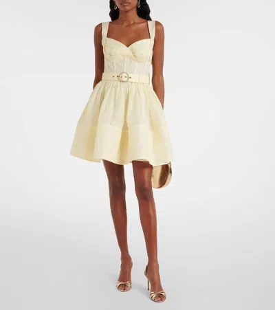 Zimmermann Dawning Linen And Silk Minidress In Yellow