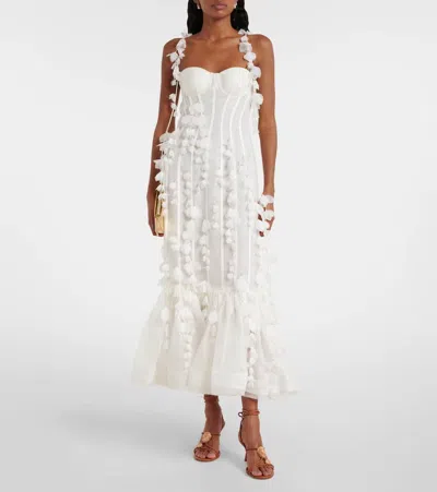 Zimmermann Dawning Linen And Silk Gown In White