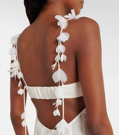 Zimmermann Dawning Linen And Silk Gown In White