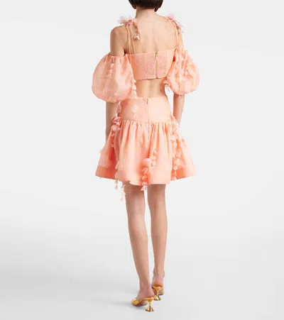 Zimmermann Dawning Linen And Silk Miniskirt In Pink