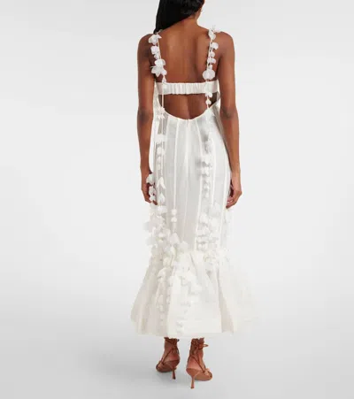 Zimmermann Dawning Linen And Silk Gown In White