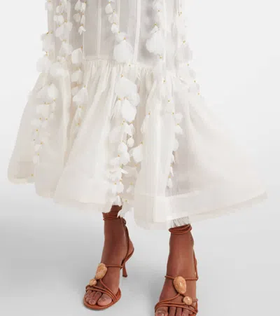 Zimmermann Dawning Linen And Silk Gown In White