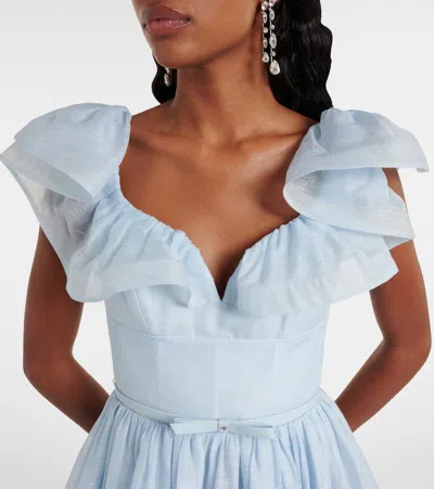 Zimmermann Dawning Linen And Silk Midi Dress In Blue