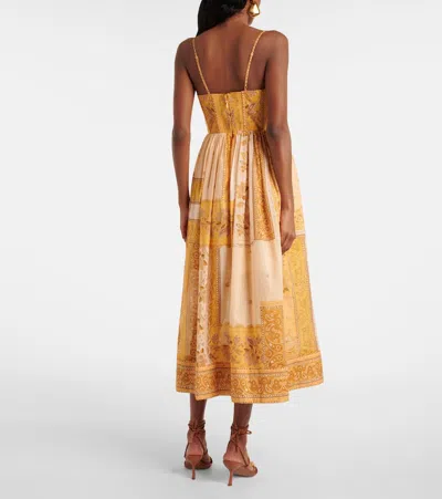Zimmermann Lucky Corset Midi Dress Mustard Banana In Brown