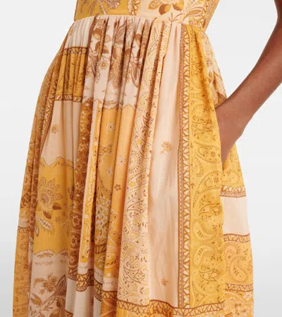 Zimmermann Lucky Corset Midi Dress Mustard Banana In Brown