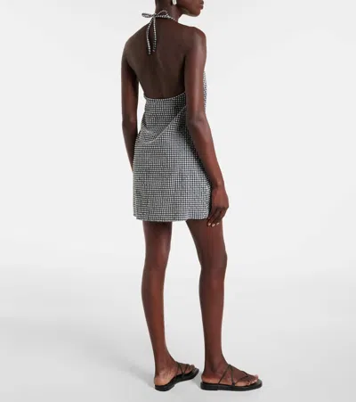 Hunza G Halter Neck A-line Check Dress In Gray
