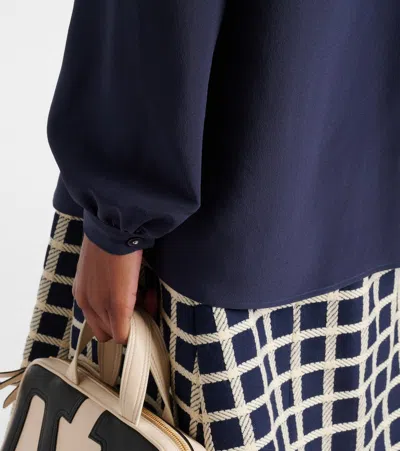 Valentino Crepe De Chine Shirt In Blue