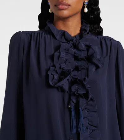 Valentino Crepe De Chine Shirt In Blue