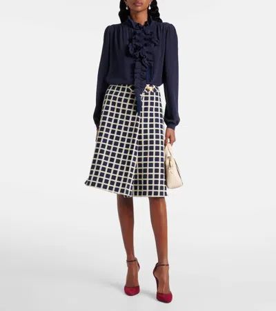 Valentino Crepe De Chine Shirt In Blue