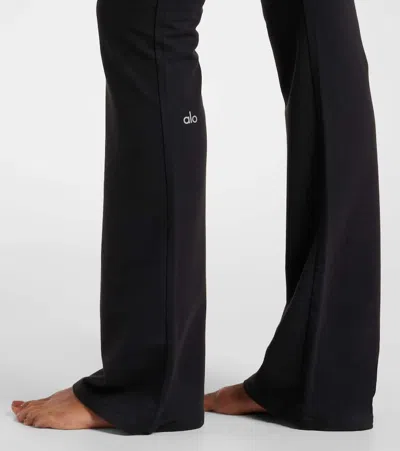 Alo Yoga Tie-dye Bell-bottom Track Pants In Black