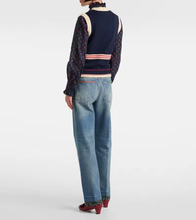 Valentino Cotton Sleeveless Vest Featuring Contrast Stripes In Multi