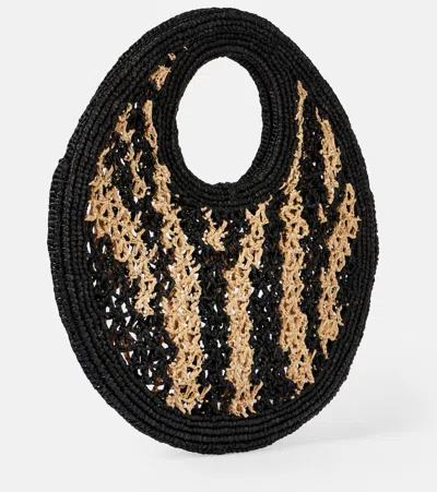 Jacquemus The Spiaggia Small Round Bag In Ivory Black In Black