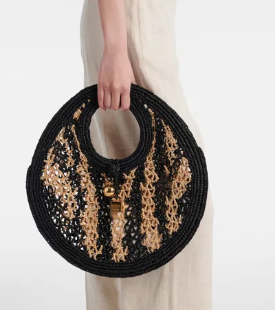 Jacquemus The Spiaggia Small Round Bag In Ivory Black In Black