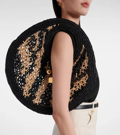 Jacquemus The Spiaggia Small Round Bag In Ivory Black In Black