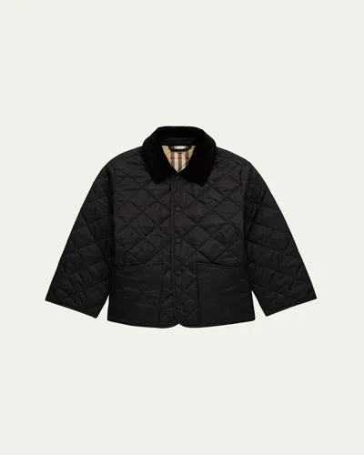 Burberry Boy's Milo Quilted Jacket In Black