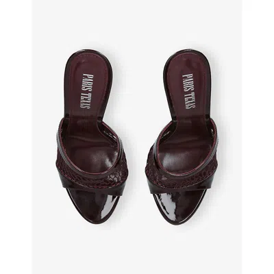 Paris Texas Mules In Rouge Noir Mesh And Patent Leather