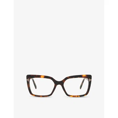 Tom Ford Womens Brown Ft5991-b 052 Rectangle-frame Acetate Glasses