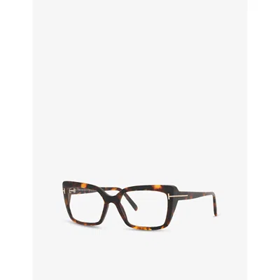 Tom Ford Womens Brown Ft5991-b 052 Rectangle-frame Acetate Glasses
