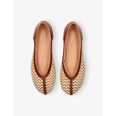 Ancient Greek Sandals Raffia Leather-trim Aeropi Ballet Flats In Sand