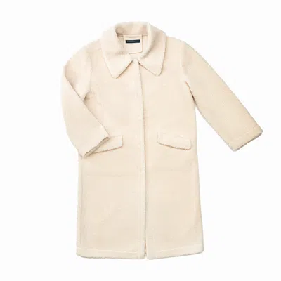 Circular Path Women's Neutrals Fuzzy Long Coat - Cream