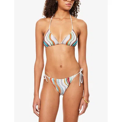 Missoni Womens Multicolor W/white Base Wave Metallic-knit Bikini Set