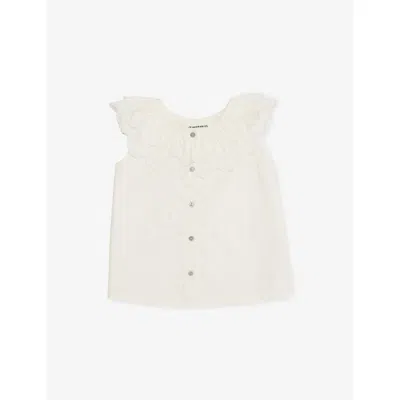 H&m Adorables White Light Petal Sleeveless Cotton-poplin Blouse 2-10