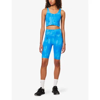 On Womens Malibu Studio Open Back Stretch-woven Crop Top In Blue