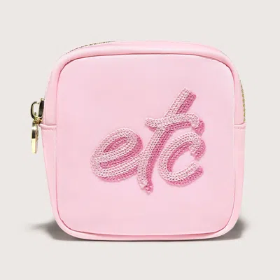 Stoney Clover Lane Etc Embroidered Mini Pouch In Pink