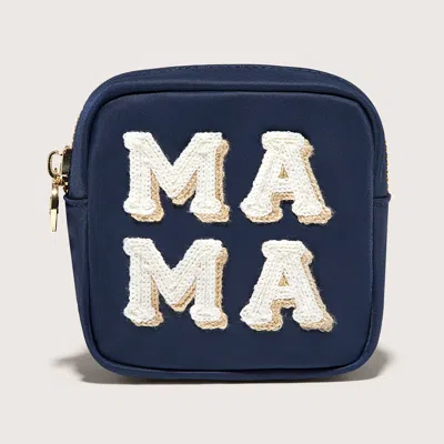 Stoney Clover Lane Mama Embroidered Mini Pouch In Blue