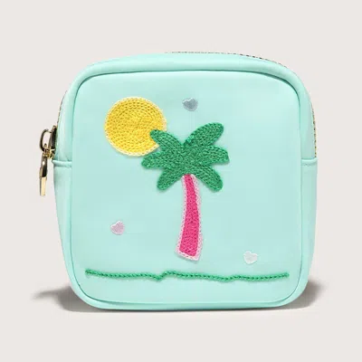Stoney Clover Lane Palm Tree Embroidered Mini Pouch