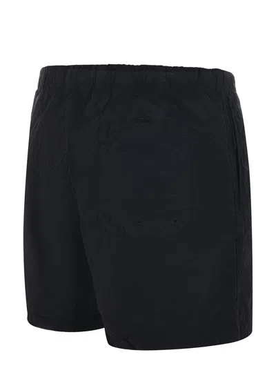 Stone Island Slim Fit Swim Trunks With Compass Patch In Black