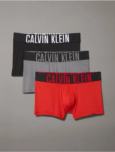 Calvin Klein Men's Intense Power Micro 3-pack Boxer Brief In Black / Grey Sky / Pompeian Red