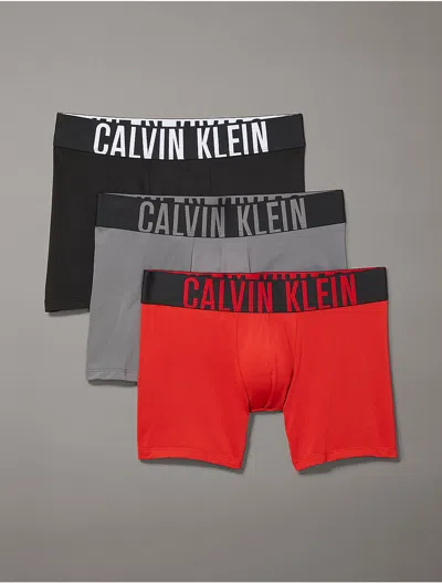 Calvin Klein Men's Intense Power Micro 3-pack Boxer Brief In Black / Grey Sky / Pompeian Red