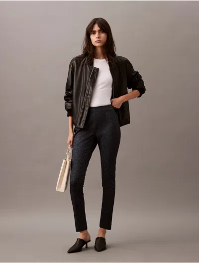 Calvin Klein Women's Ponte Herringbone Print Skinny Fit Pants In Black