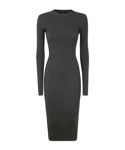 Wardrobe.nyc Ribbed Long Sleeve Dress In Gray