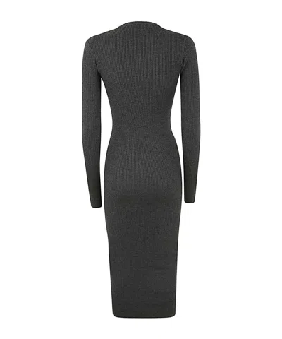 Wardrobe.nyc Ribbed Long Sleeve Dress In Gray