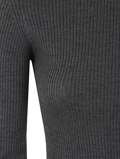 Wardrobe.nyc Ribbed Long Sleeve Dress In Gray