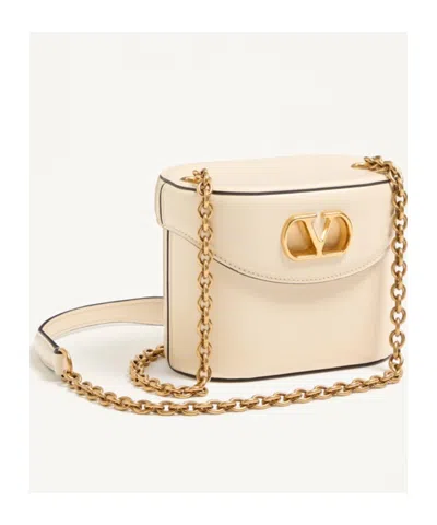 Valentino Garavani Ivory Leather Vlogo Signature Bucket Bag In Neutral