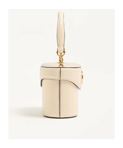 Valentino Garavani Ivory Leather Vlogo Signature Bucket Bag In Neutral