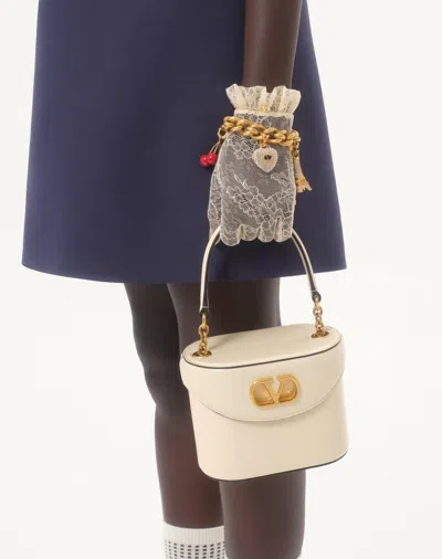 Valentino Garavani Ivory Leather Vlogo Signature Bucket Bag In Neutral