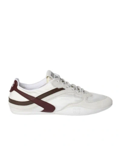 Miu Miu Women Two-tone Tech Fabric And Suede Gymnasium Sneakers In Multi