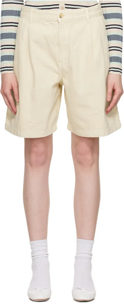 Maison Kitsuné Casual Pleated Bermuda In White
