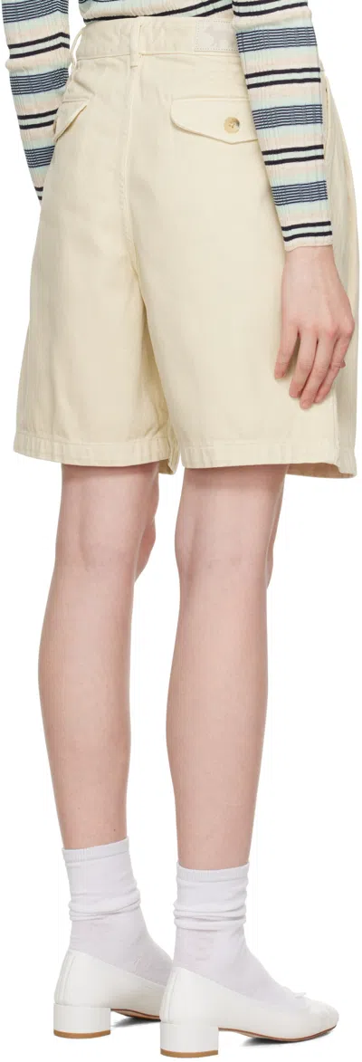 Maison Kitsuné Casual Pleated Bermuda In White