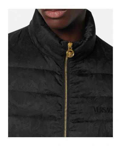 Versace Tailored Jacket With Elasticated Cuffs And Hem In Black