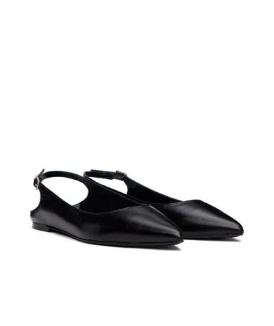 By Far Black Koyna Creased Calf Leather Ballerina Flats In Black