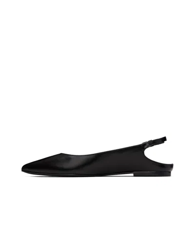 By Far Black Koyna Creased Calf Leather Ballerina Flats In Black