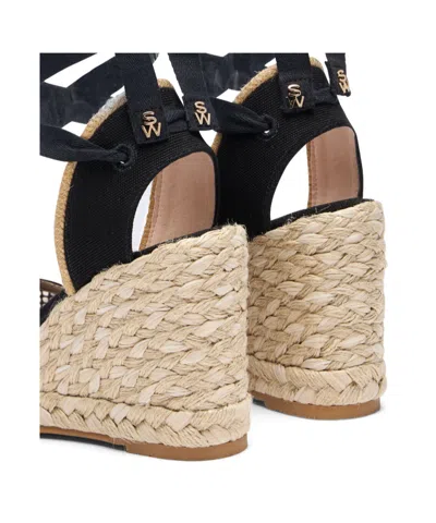 Stuart Weitzman Lace-up Mesh Wedge Sandals