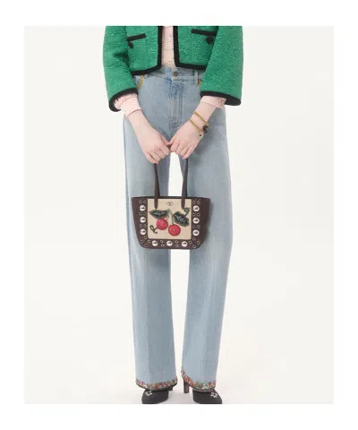 Valentino Borsa A Mano Nellcôte Mini In Pelle Scamosciata Marrone  Donna