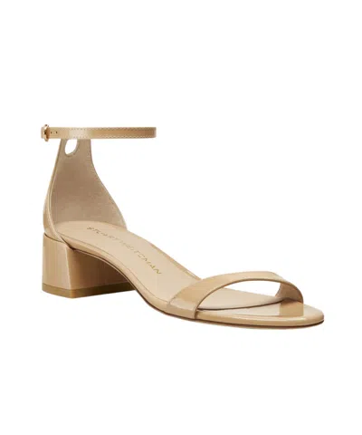 Stuart Weitzman Nudist Patent Ankle-strap Sandals In Neutral