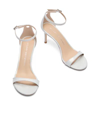 Stuart Weitzman White Leather Stiletto Heels Sandals